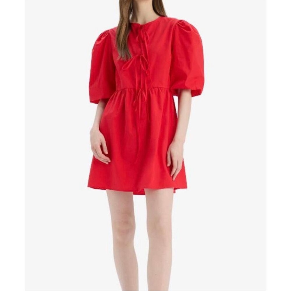 BAND OF THE FREE Red Bow Front Cotton Dress
